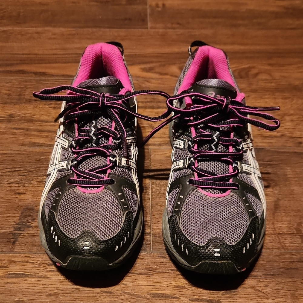Women's Asics Black and Pink Running Shoes - Picture 8 of 8